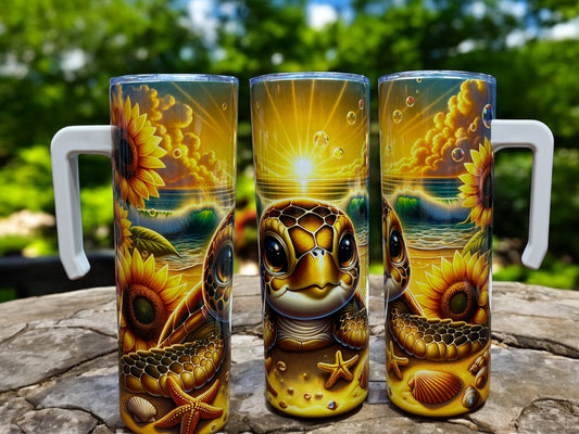 Sunset turtle, 20oz Stainless Steel Tumbler with Handle