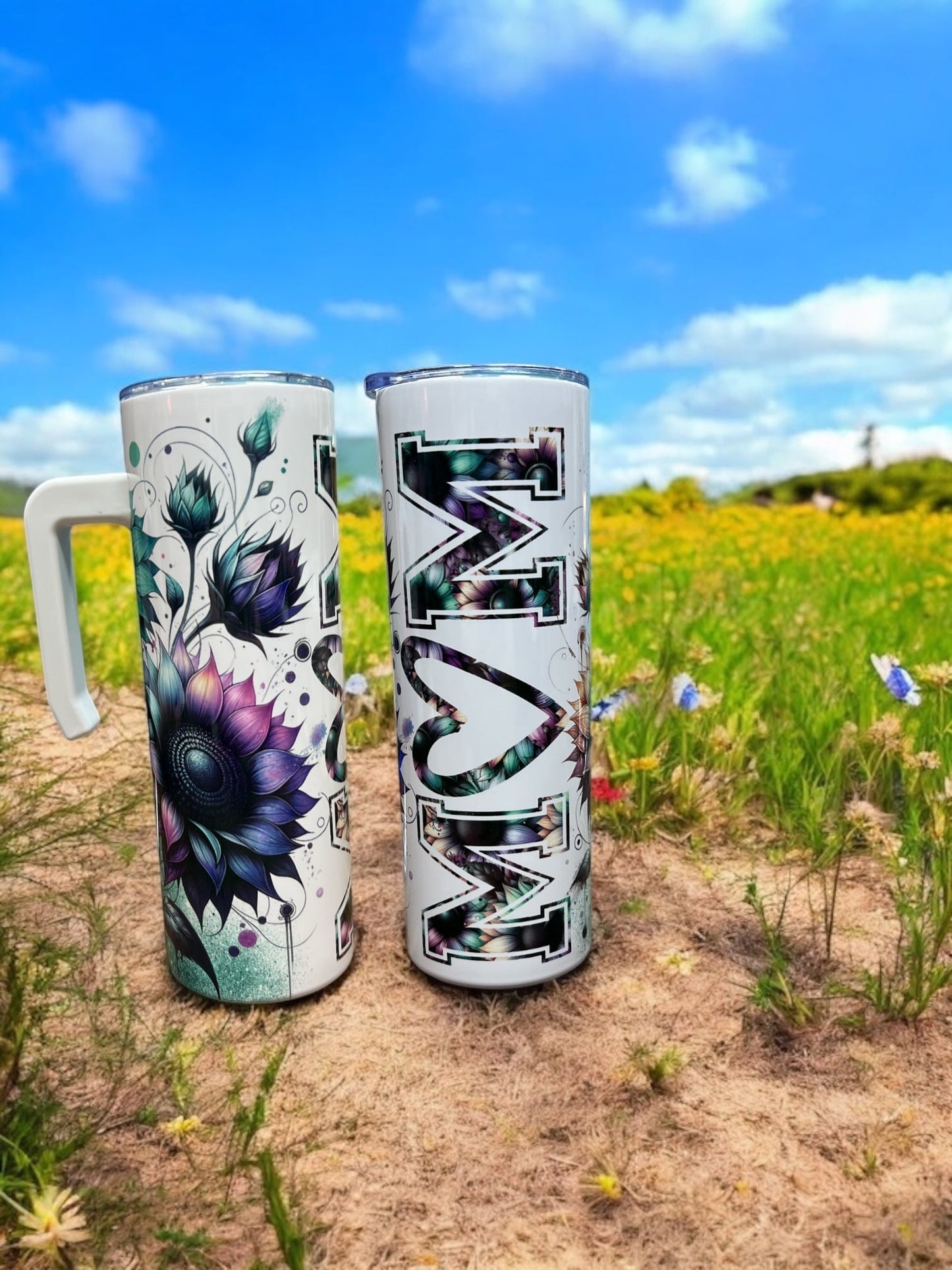 Mom beautiful flowers 20oz Stainless Steel Tumbler with Handle