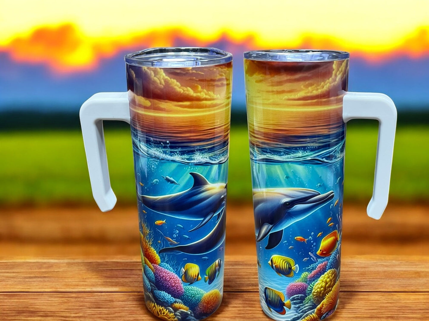 Adorable dolphin, 20oz Stainless Steel Tumbler with Handle