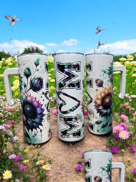 Mom beautiful flowers 20oz Stainless Steel Tumbler with Handle