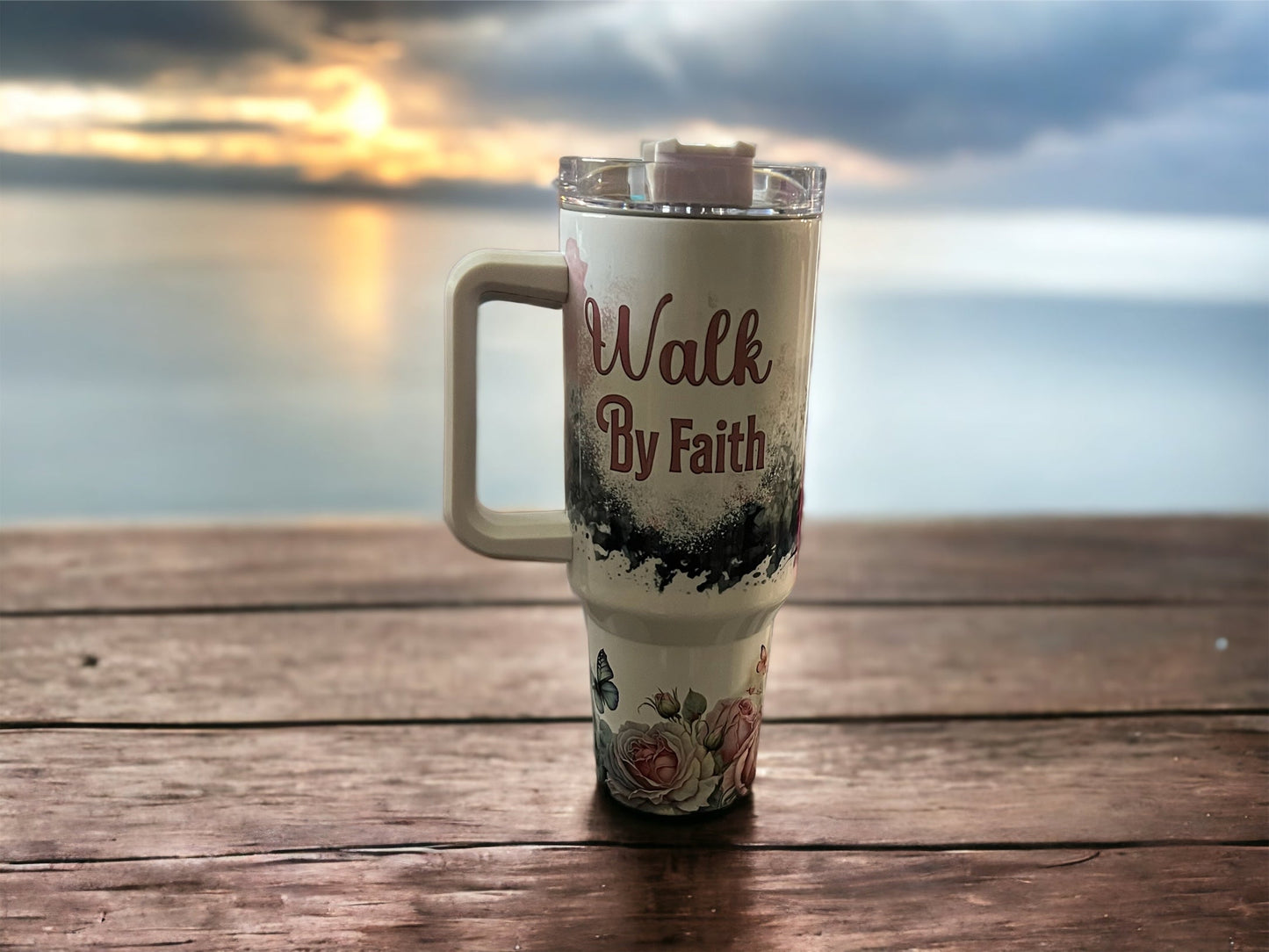 Walk by Faith 40oz Stainless Steel 40oz large Thirst Quencher Travel Cups Tumblers Water Bottles