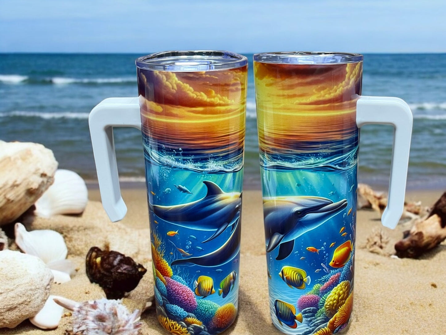 Adorable dolphin, 20oz Stainless Steel Tumbler with Handle