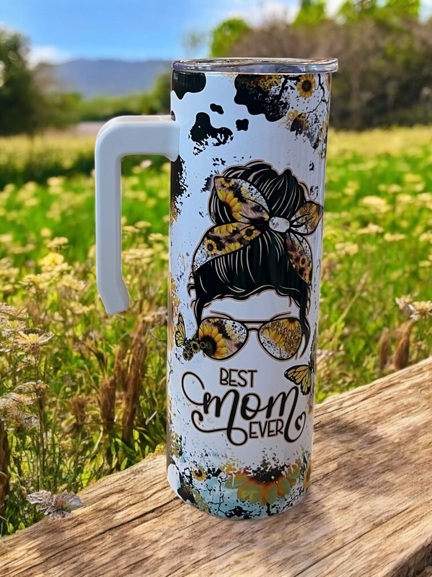 #Mom Life 20oz Stainless Steel Tumbler with Handle