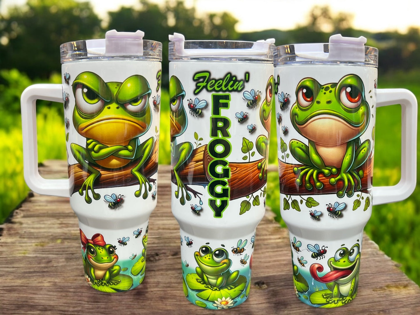 Feeling Froggy -40oz Stainless Steel Thirst Quencher Travel Cups Tumblers Water Bottles