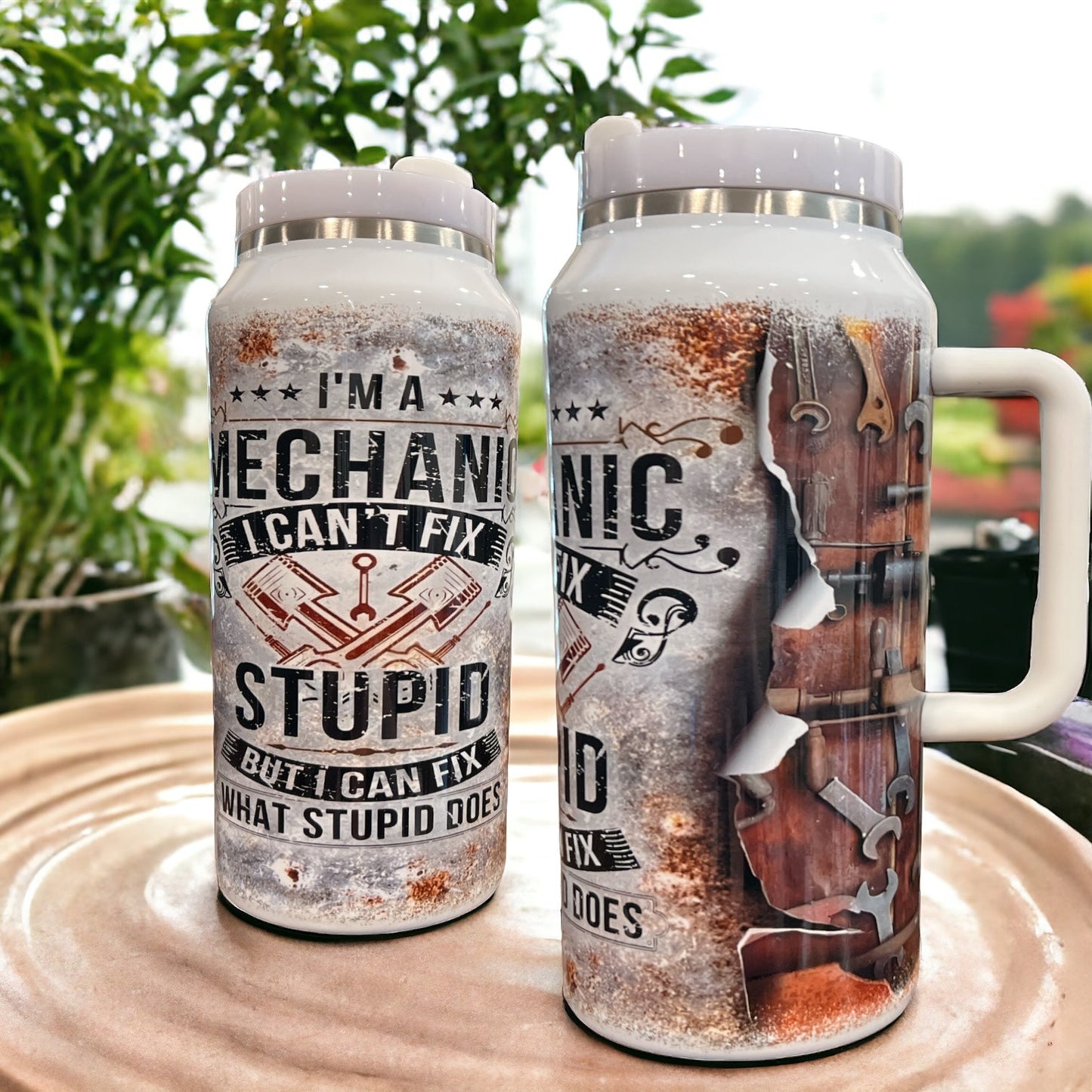 🛠️ 64oz "Mechanic – Can’t Fix Stupid" Stainless Steel Quencher