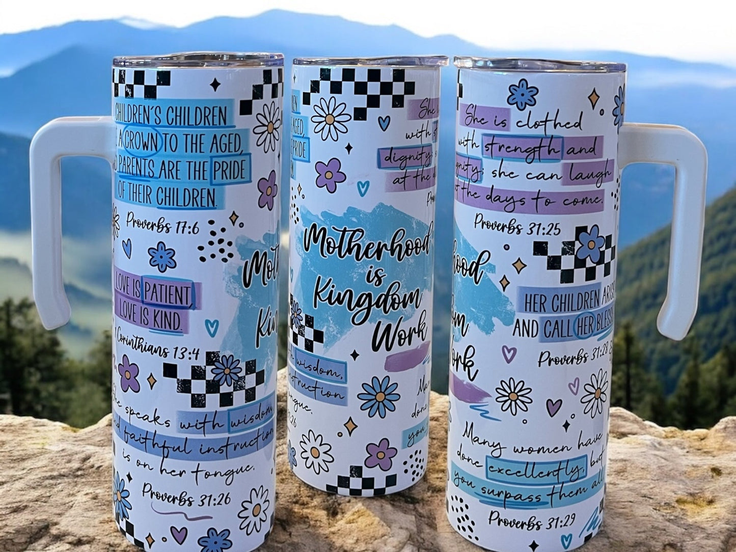 Motherhood is kingdom work 20oz Stainless Steel Tumbler with Handle
