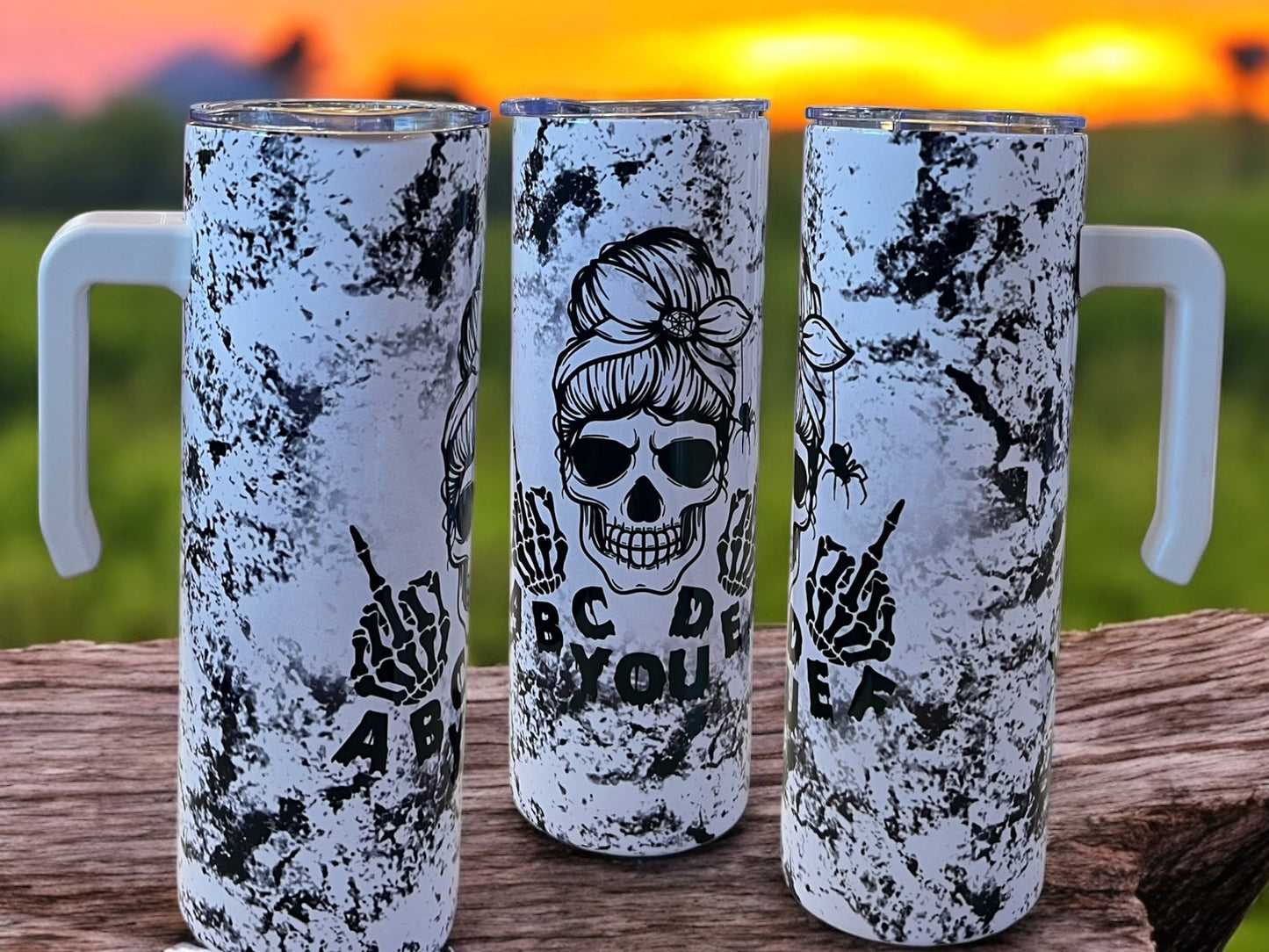 ABCDEF You skulls 20oz Stainless Steel Tumbler with Handle