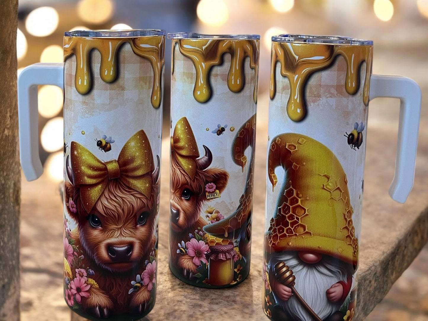 Cute cow with bow 20oz Stainless Steel Tumbler with Handle