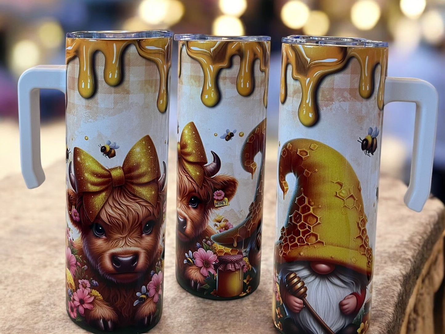 Cute cow with bow 20oz Stainless Steel Tumbler with Handle