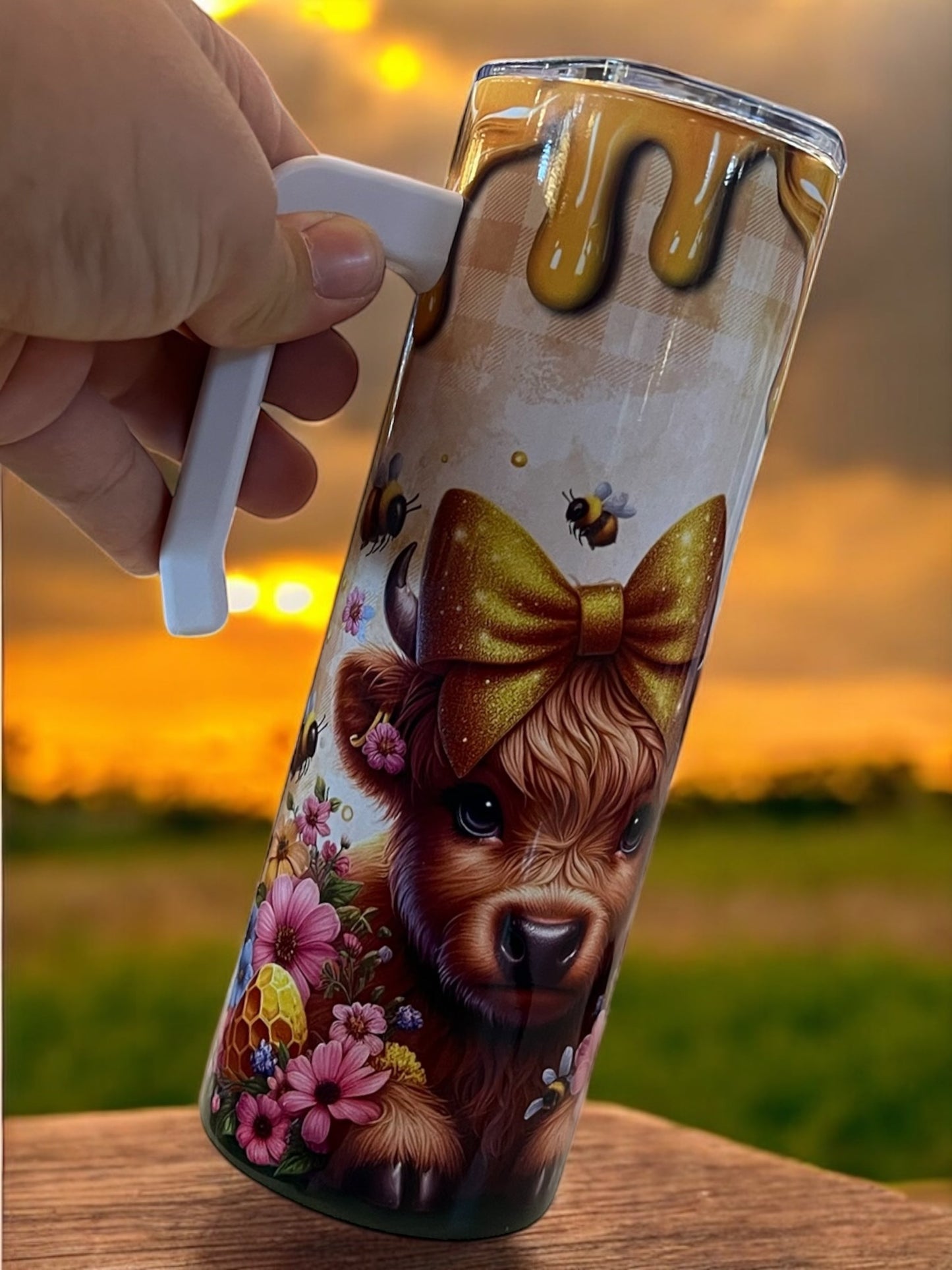 Cute cow with bow 20oz Stainless Steel Tumbler with Handle