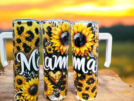 Mama sunflowers 20oz Stainless Steel Tumbler with Handle