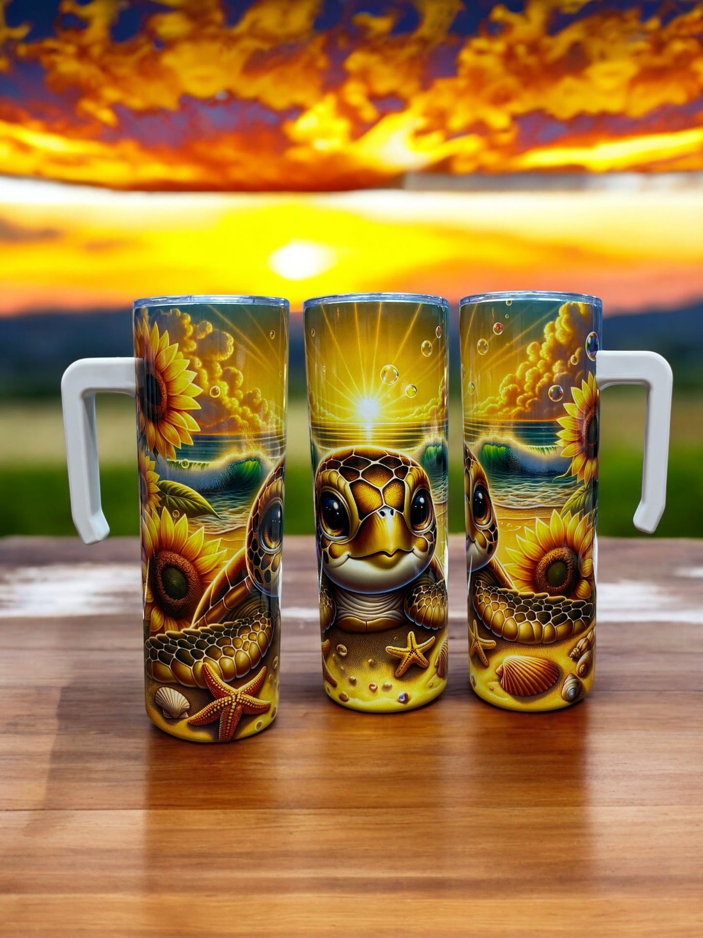 Sunset turtle, 20oz Stainless Steel Tumbler with Handle