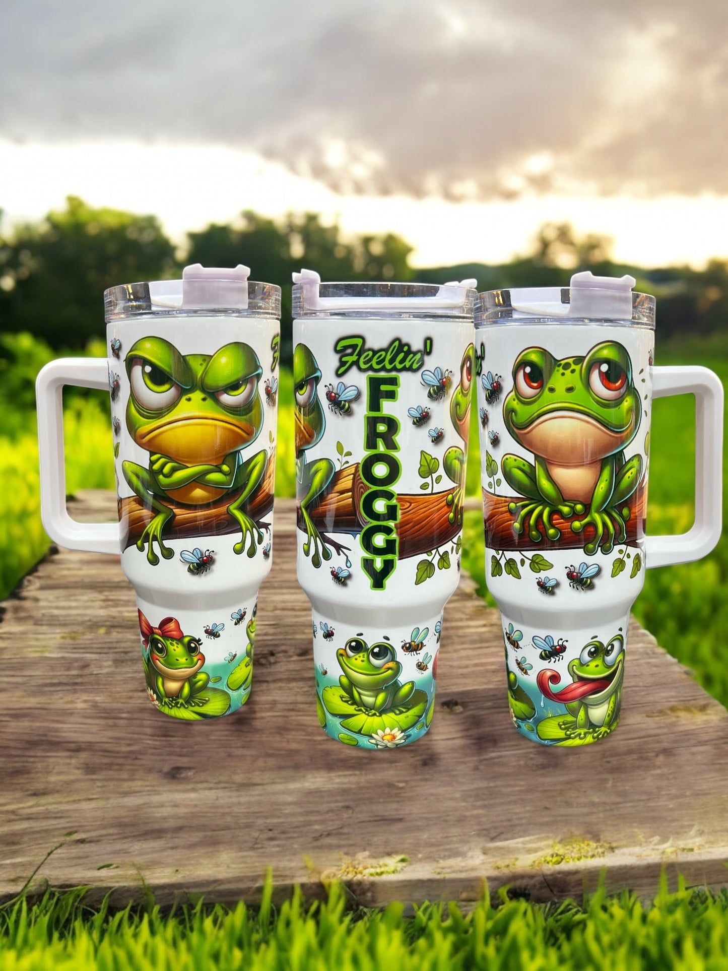 Feeling Froggy -40oz Stainless Steel Thirst Quencher Travel Cups Tumblers Water Bottles