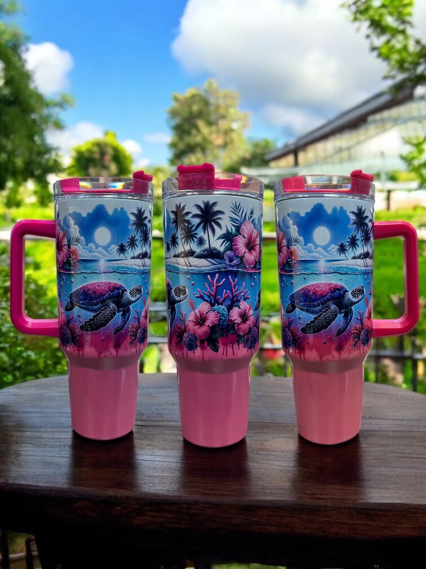 Ocean Turtle, 40oz Stainless Steel Thirst Quencher Travel Cups Tumblers Water Bottles