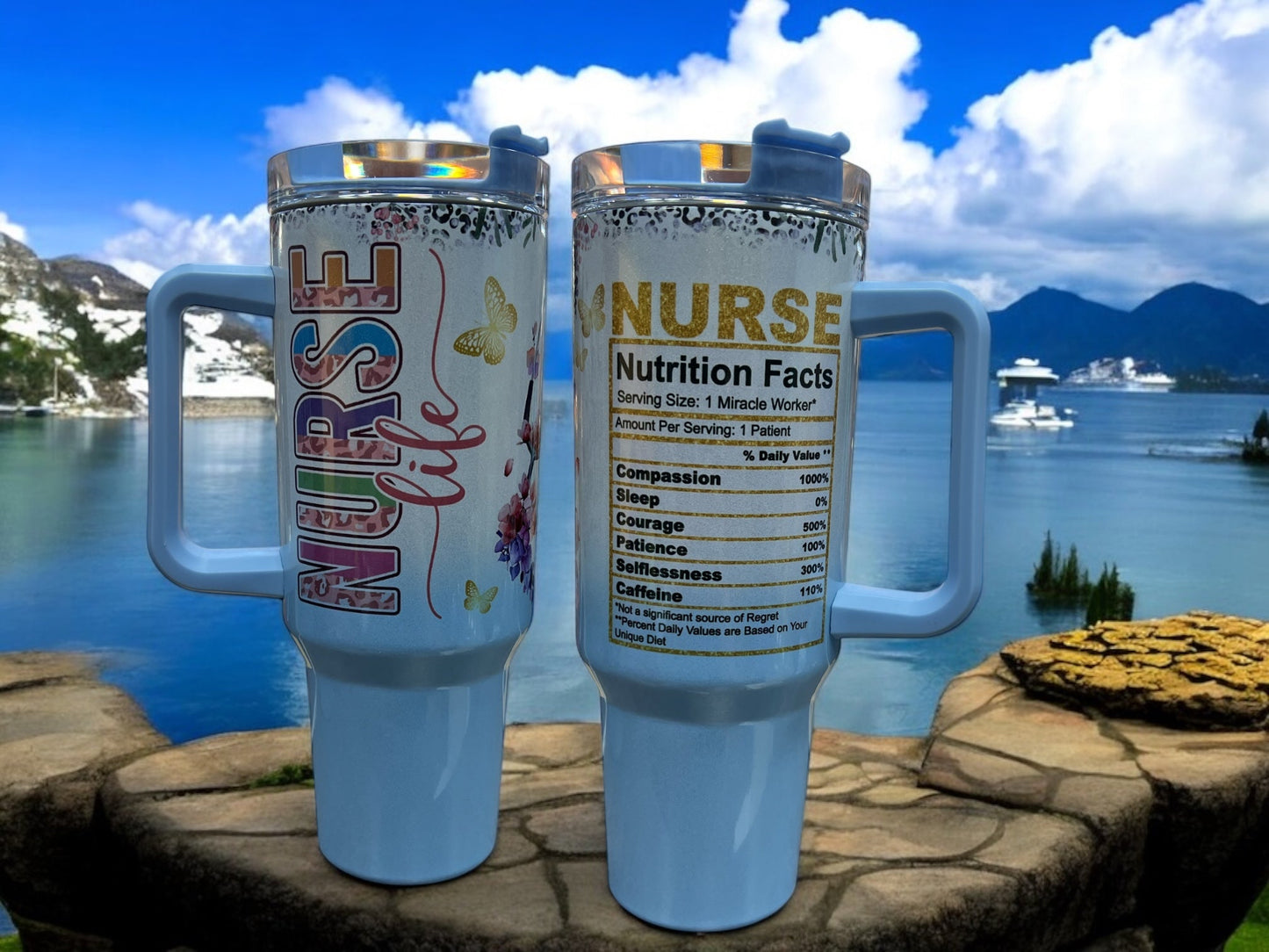 Nurse Life 40oz Stainless Steel 40oz Thirst Quencher Travel Cup Tumblers