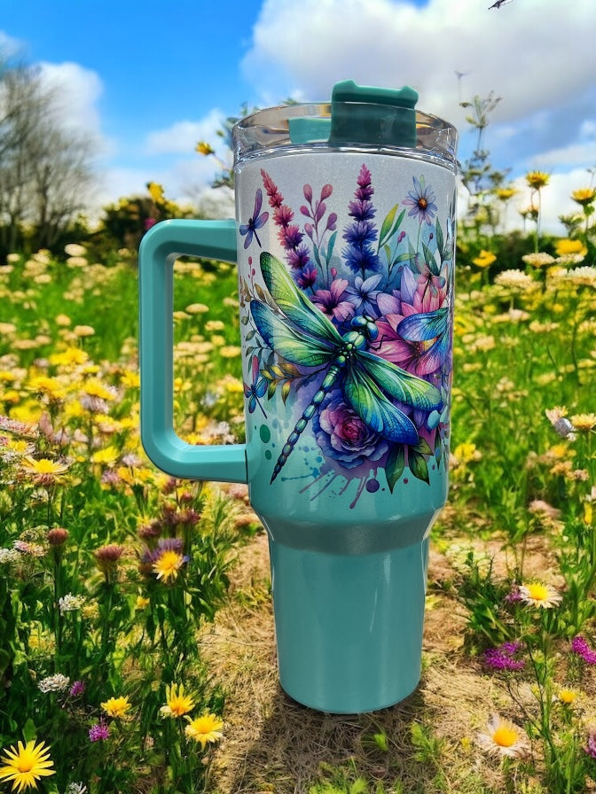 holographic shimmer Dragonflies – 40oz Stainless Steel Thirst Quencher