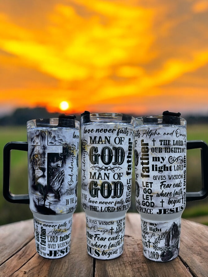 Man of God Stainless Steel 40oz Thirst Quencher Travel Cup