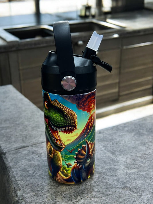 12oz Leak-Proof Kids Water Bottle – Cute Dinosaur Design