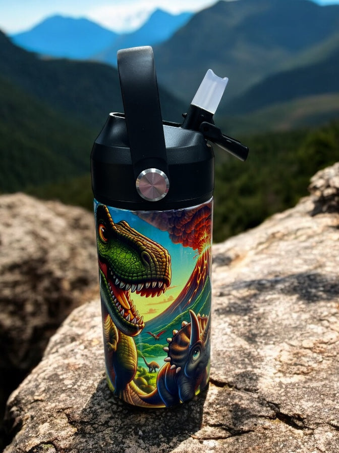 12oz Leak-Proof Kids Water Bottle – Cute Dinosaur Design