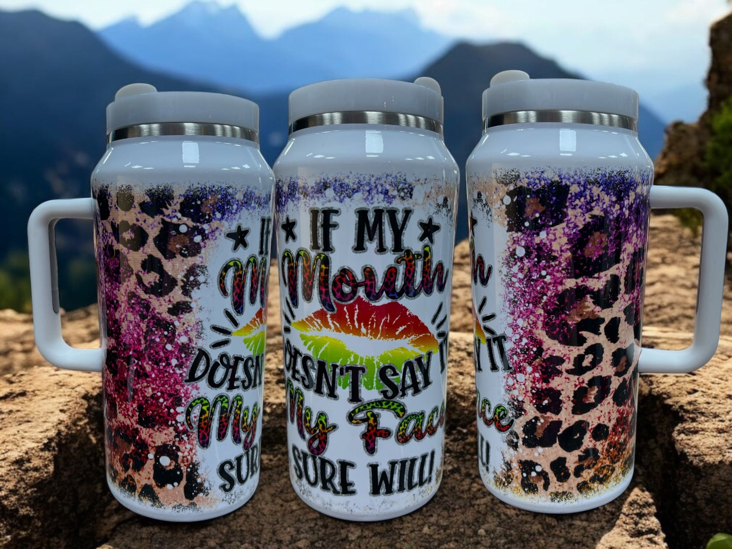 💬 64oz “My Face Says It All” Stainless Steel Quencher