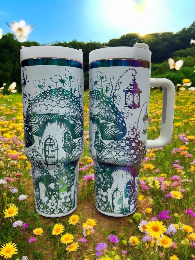 Mushroom Rainbow 40oz Stainless Steel Thirst Quencher Travel Cup Tumblers