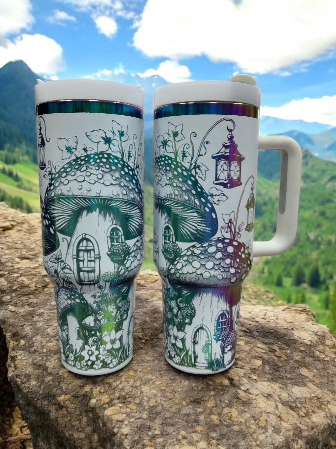 Mushroom Rainbow 40oz Stainless Steel Thirst Quencher Travel Cup Tumblers