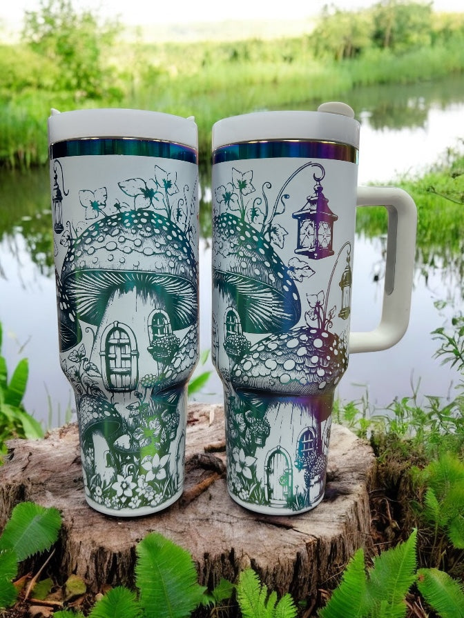 Mushroom Rainbow 40oz Stainless Steel Thirst Quencher Travel Cup Tumblers