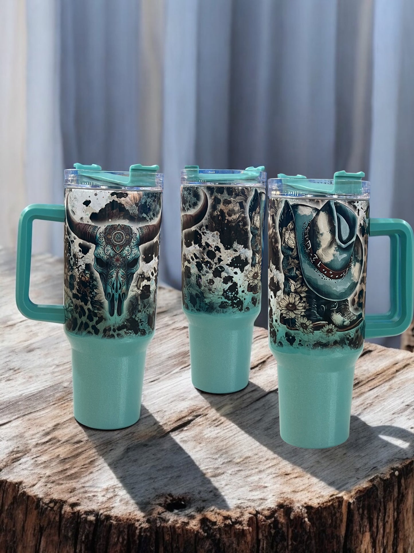 Teal holographic sparkle, 40oz Stainless Steel Thirst Quencher Cup Tumbler