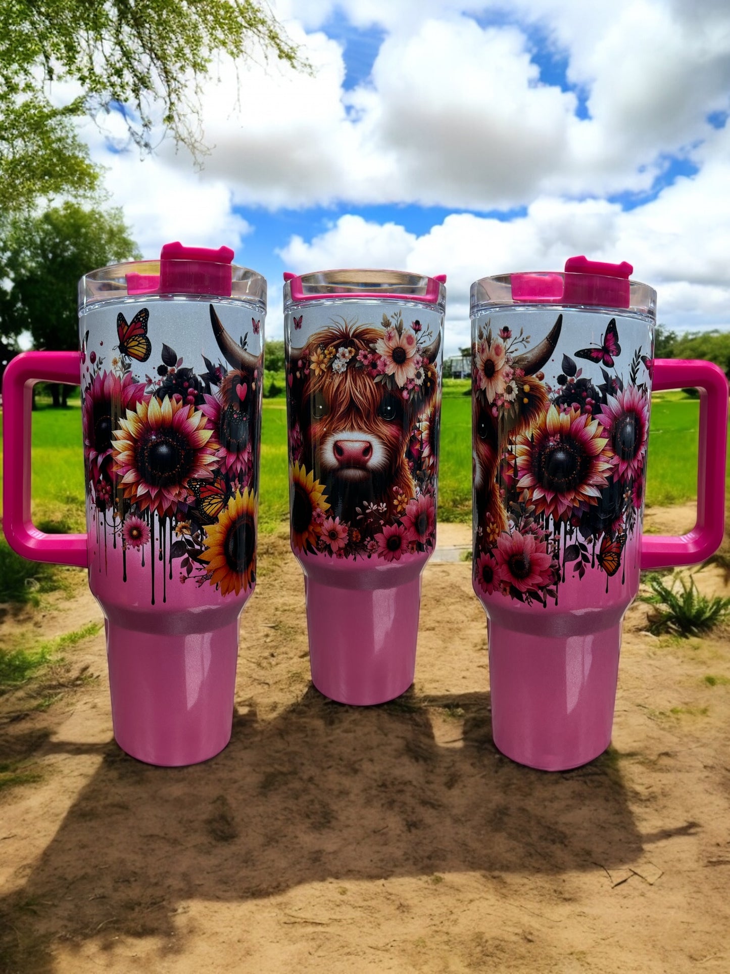 Cow Pink holographic sparkle, 40oz Stainless Steel Thirst Quencher Cup Tumbler