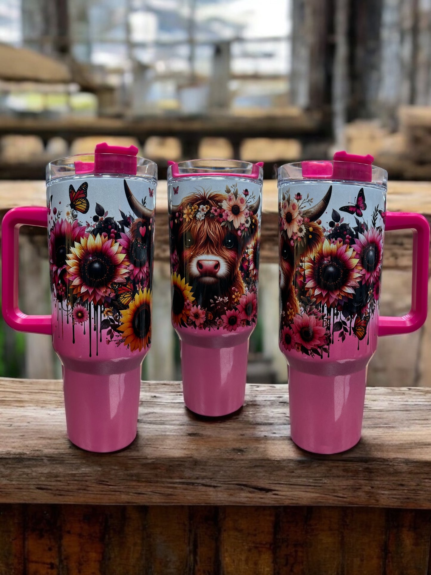 Cow Pink holographic sparkle, 40oz Stainless Steel Thirst Quencher Cup Tumbler