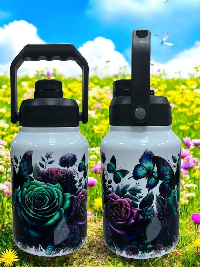 Butterfly, Roses stainless steel 70oz Thirst Quencher
