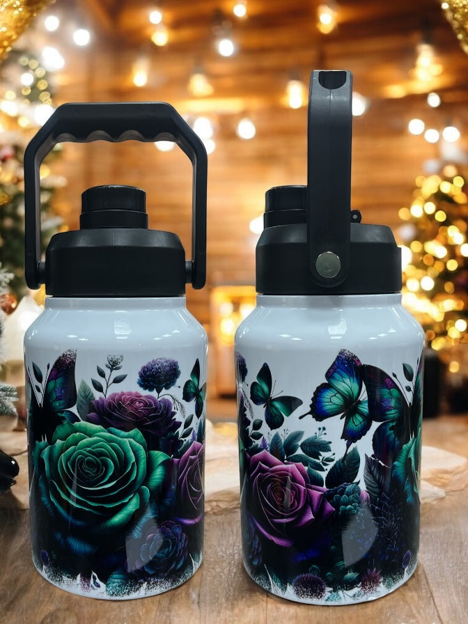 Butterfly, Roses stainless steel 70oz Thirst Quencher