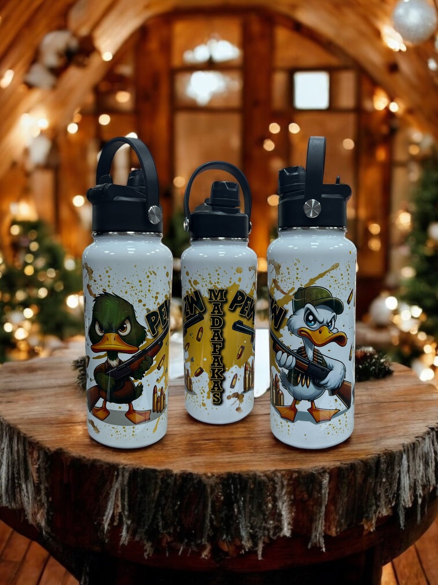 32 ounces Sports Water Bottles -pew pew Madafakas