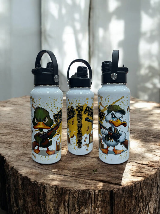 32 ounces Sports Water Bottles -pew pew Madafakas