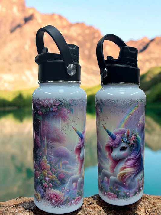 Dream Big – 32oz Stainless Steel Water Bottle with Colorful Unicorn Design