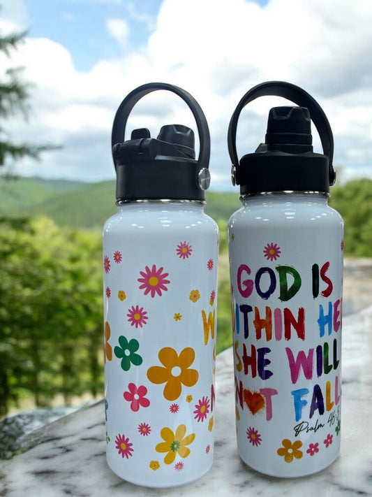 God is within her she will not – 32oz Stainless Steel Water Bottle
