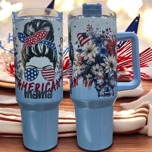 All American Mama Beautiful Holographic Sparkle 40oz Cup Water Bottles