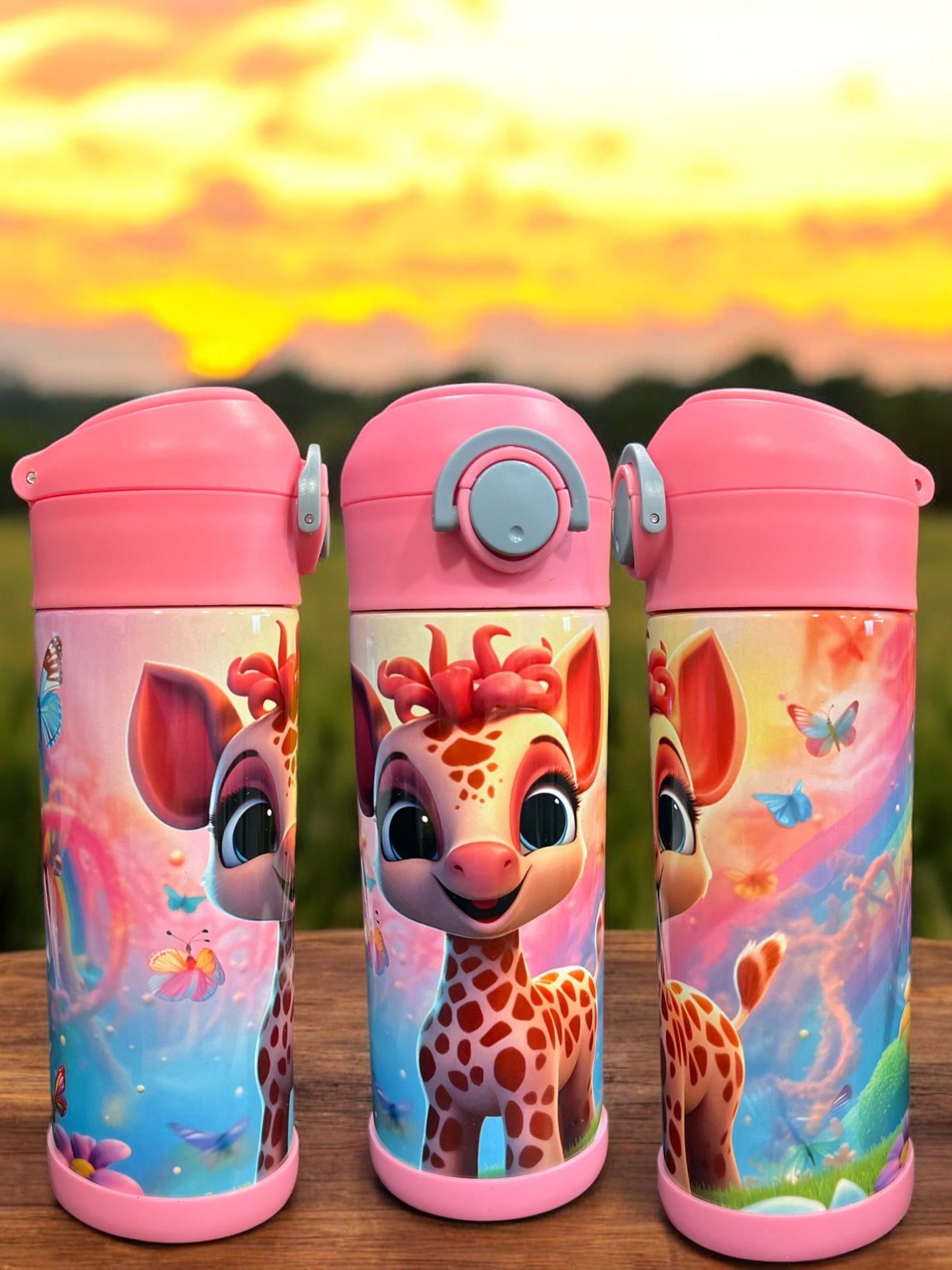 12oz kids water bottles -Cute Giraffe