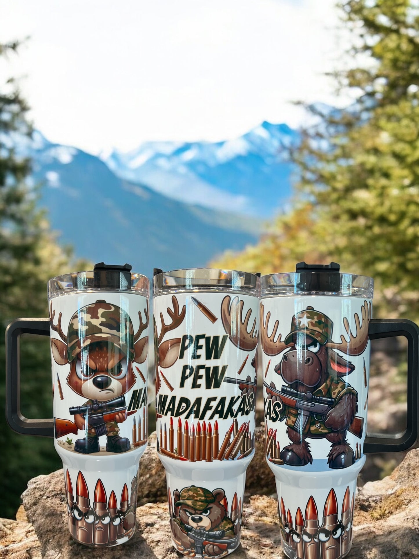 💥 PEW PEW Madafakas – 40oz Thirst Quencher Cup 🔫