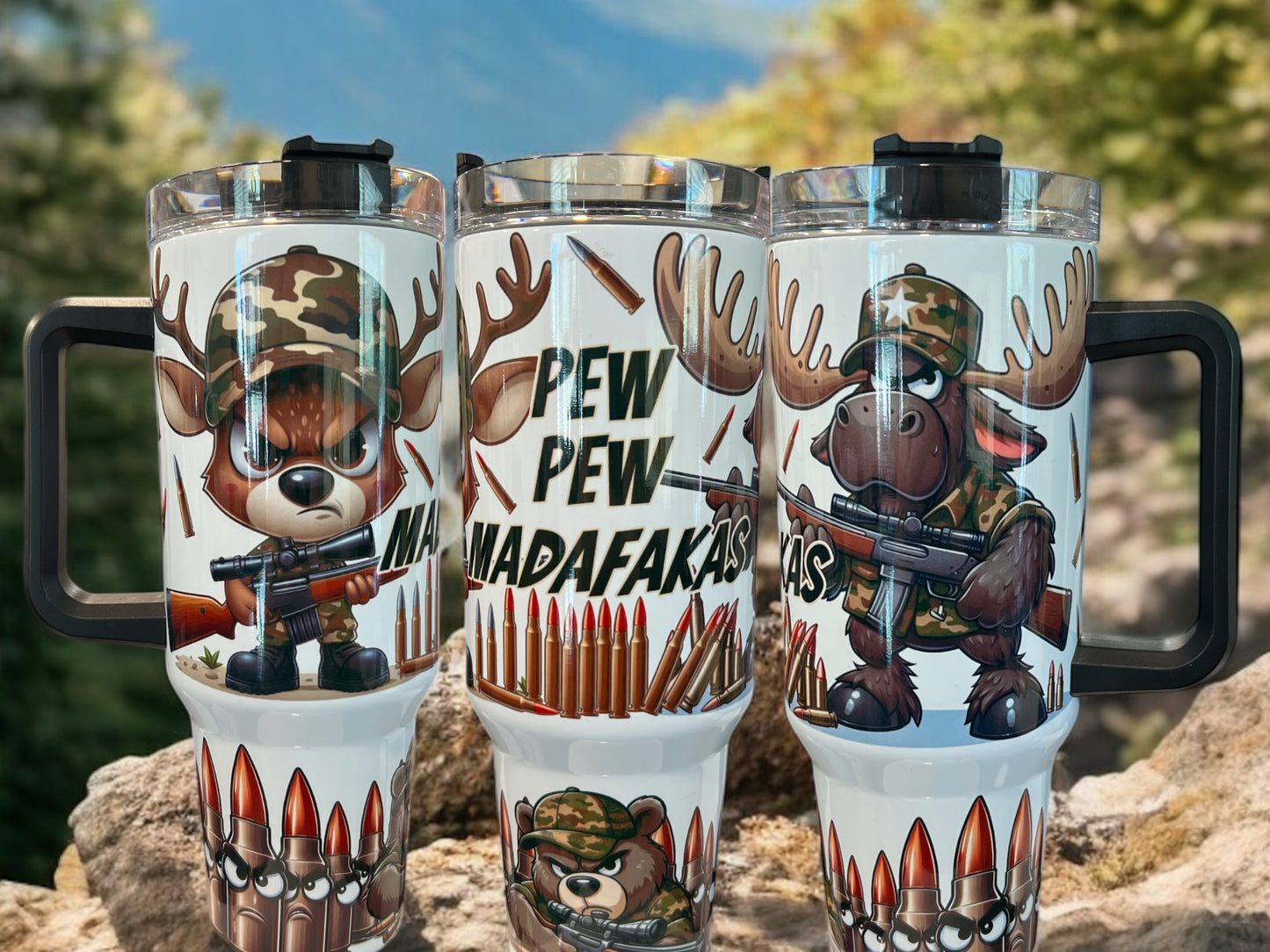 💥 PEW PEW Madafakas – 40oz Thirst Quencher Cup 🔫