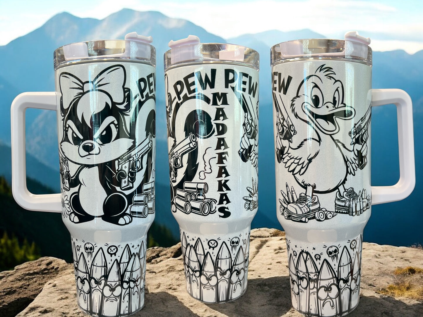 🦨🦆 Pew Pew Madafakas – 40oz Thirst Quencher Cup 💥🔫