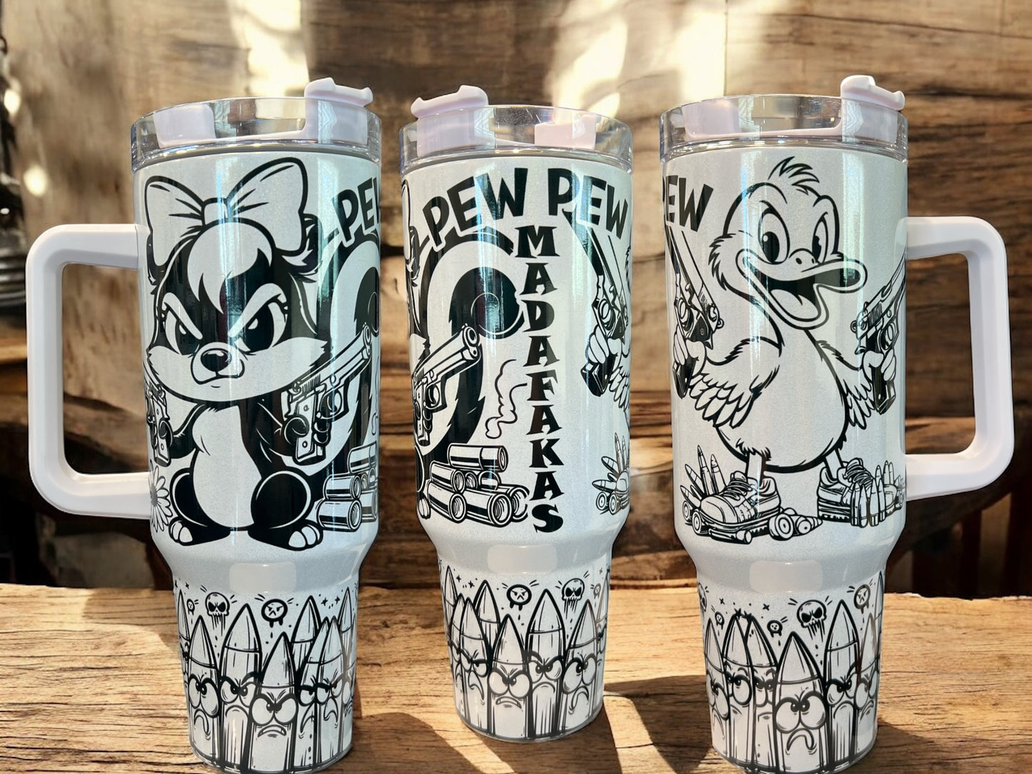 🦨🦆 Pew Pew Madafakas – 40oz Thirst Quencher Cup 💥🔫