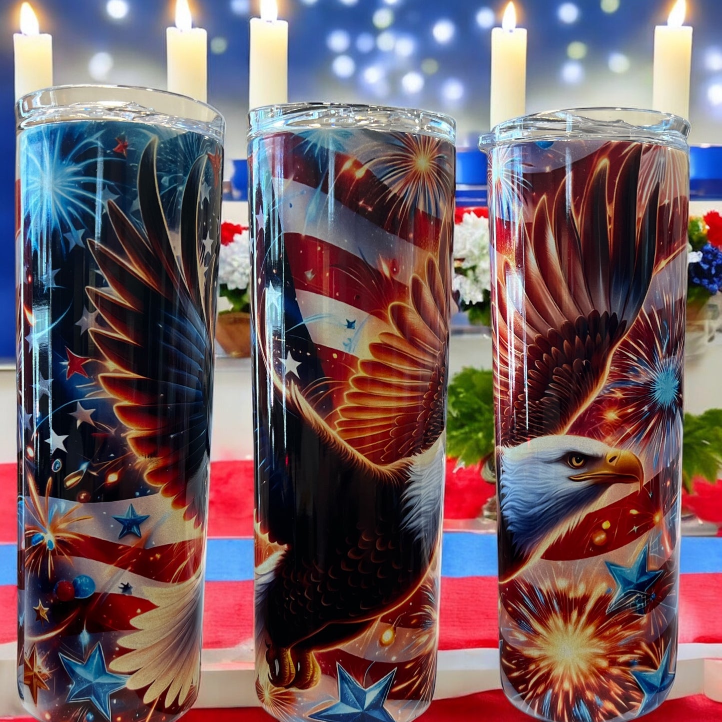 Patriotic Eagle, Fireworks & Flag Tumblers
