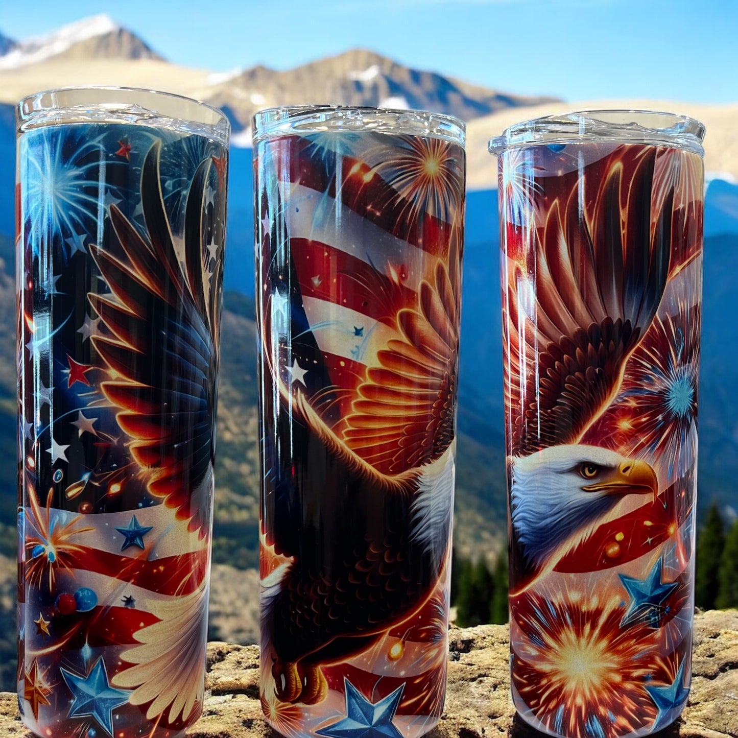 Patriotic Eagle, Fireworks & Flag Tumblers