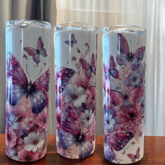 Gorgeous pink butterfly  20oz Stainless Steel Tumbler