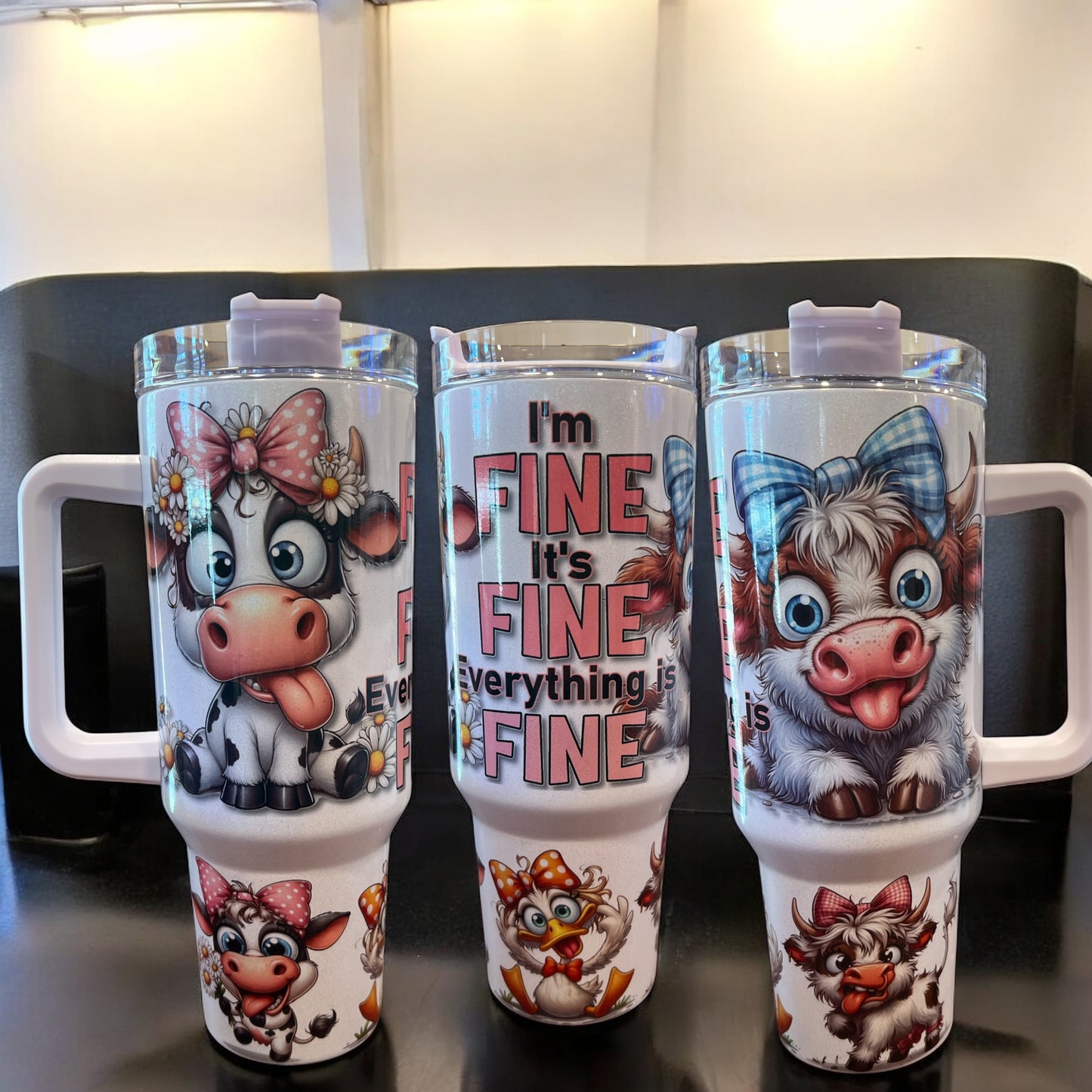 🐷🐮🐔 I’m Fine. It’s Fine. Everything is Fine. – 40oz Thirst Quencher Cup 🔥😅
