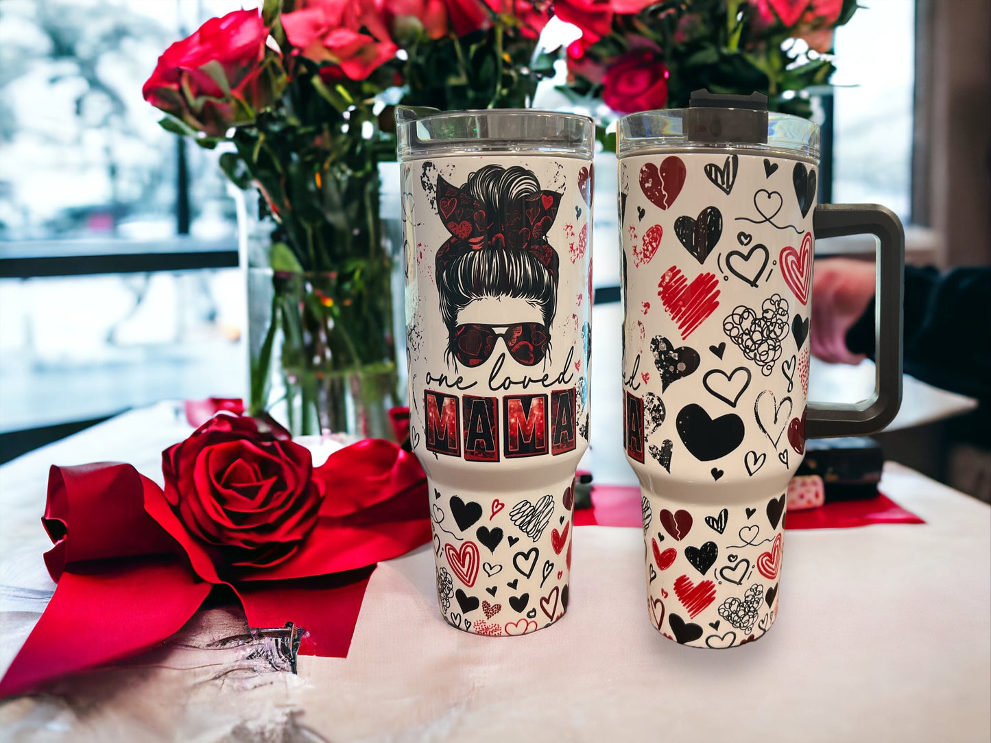 40oz Stanley Style -valentines one loved mama 