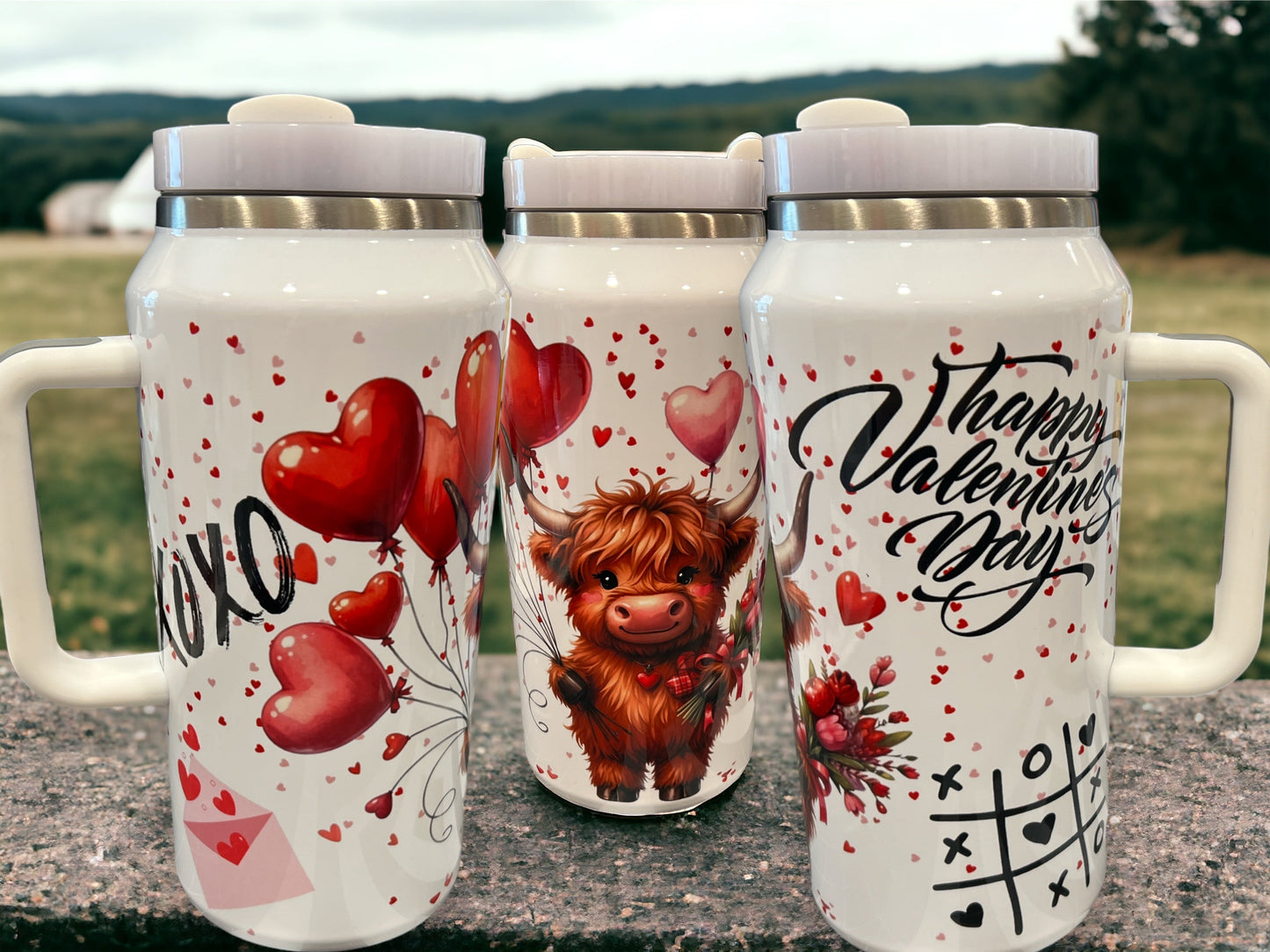 64oz Stanley Style Thirst Quencher- Cow Valentines flowers