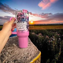 40oz Stanley Style Thirst Quencher Tumblers - Stronger than the Storm holographic shimmer