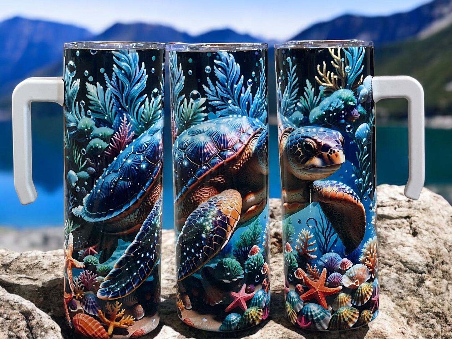 Beautiful Turtle 20oz Stainless Steel Tumbler with Handle